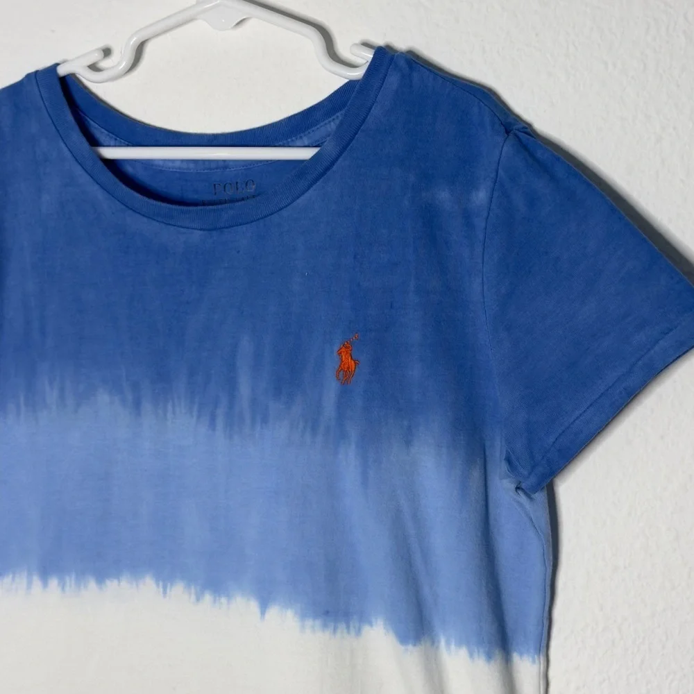 Polo Ralph Lauren Girls Ombre Jersey T-shirt Dress size large blue white yellow